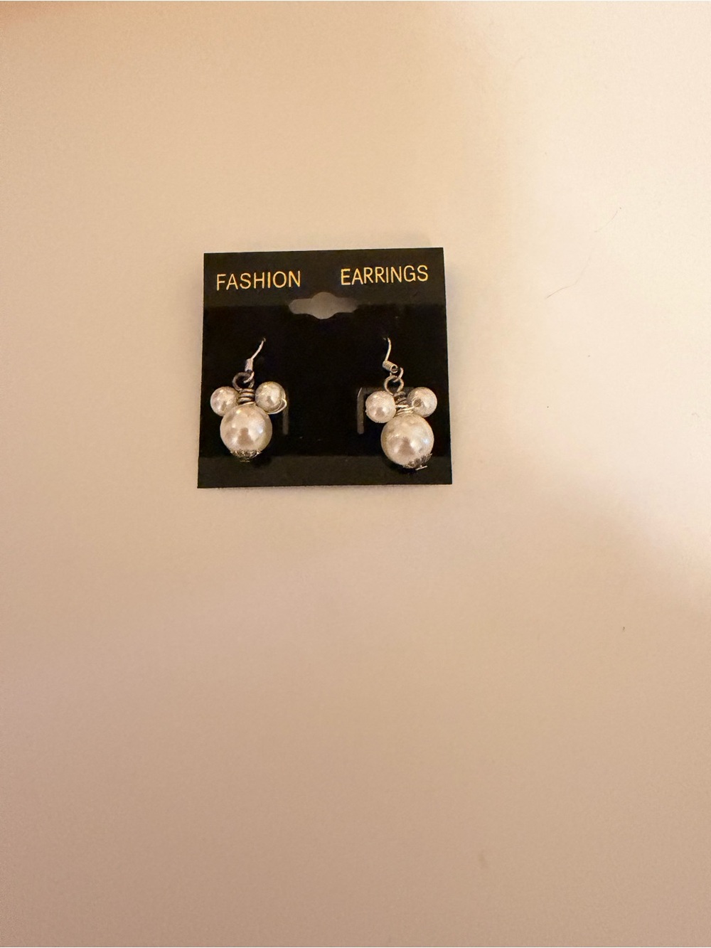 Fashion Earrings Mickey Mouse Pearl Cluster Dangle Earrings - White